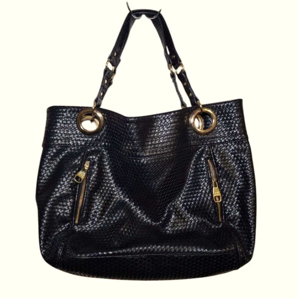 Steve Madden Black Textured Tote Bag